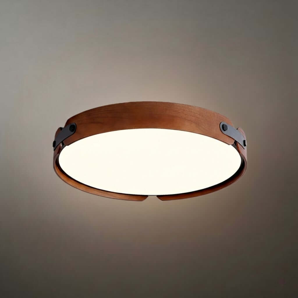 Wabi-Sabi Wood Ceiling Light – Modern LED Flush Mount Lamp